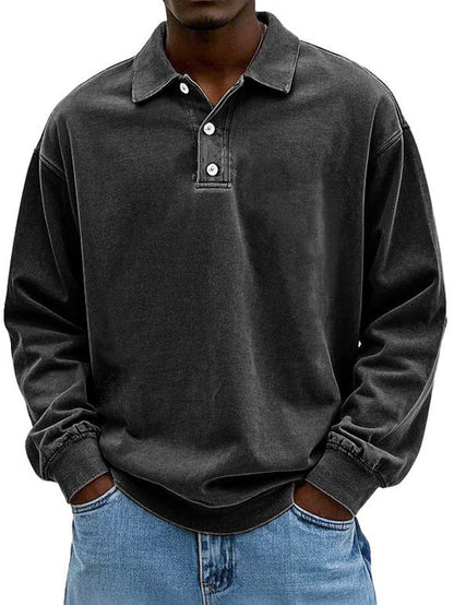 William | Men’s Vintage Style Long Sleeve Polo Shirt 9