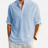 Wilson | Linen Henley Long Sleeve Shirt 0