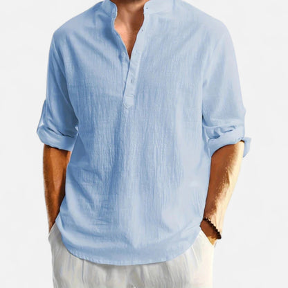 Wilson | Linen Henley Long Sleeve Shirt 0