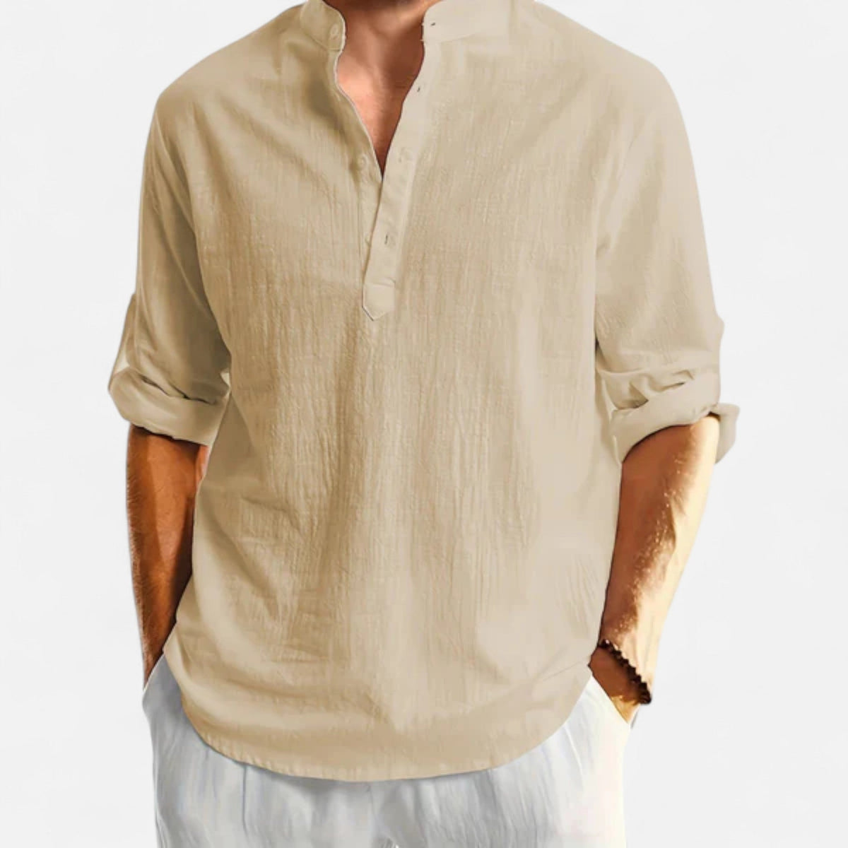 Wilson | Linen Henley Long Sleeve Shirt 1