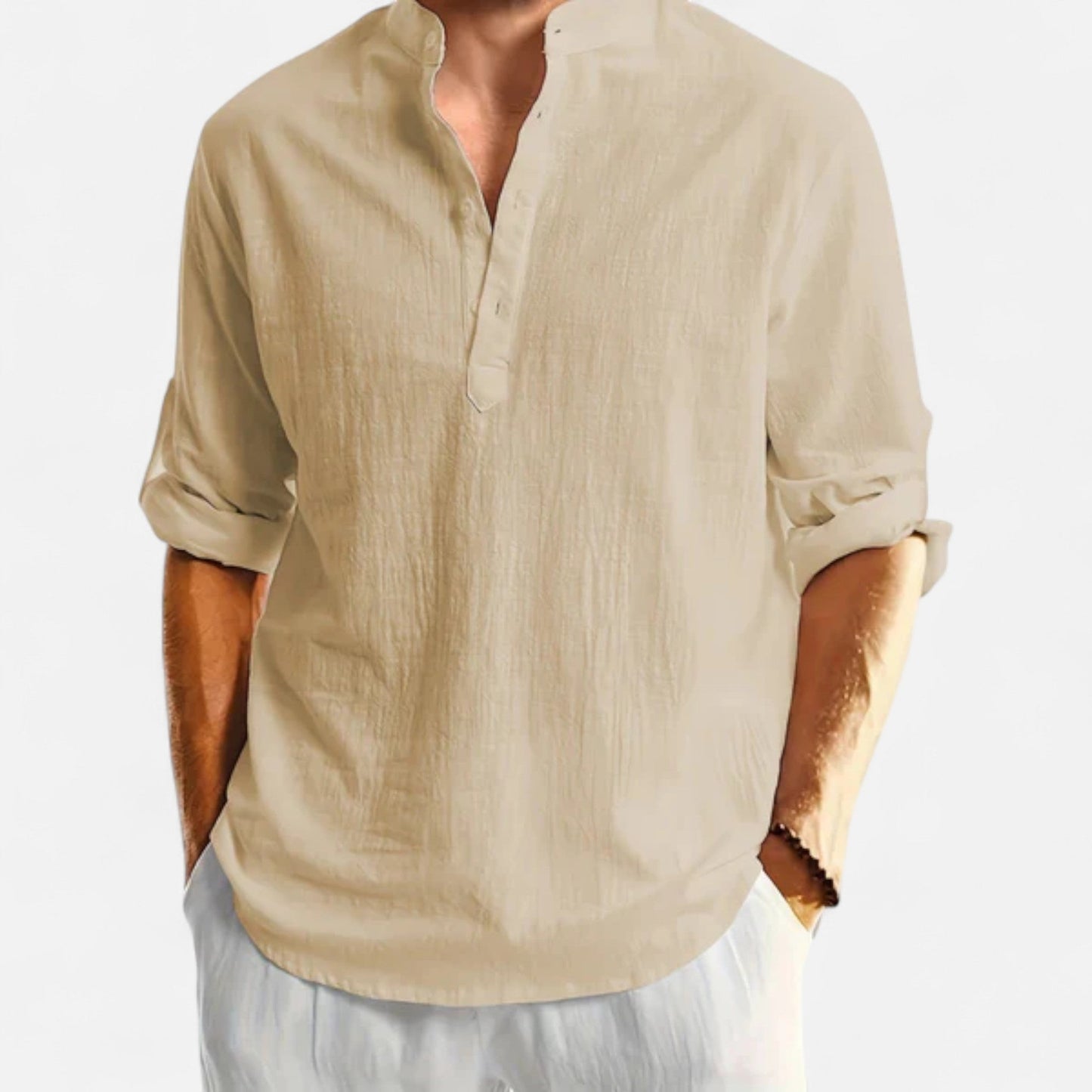 Wilson | Linen Henley Long Sleeve Shirt 1