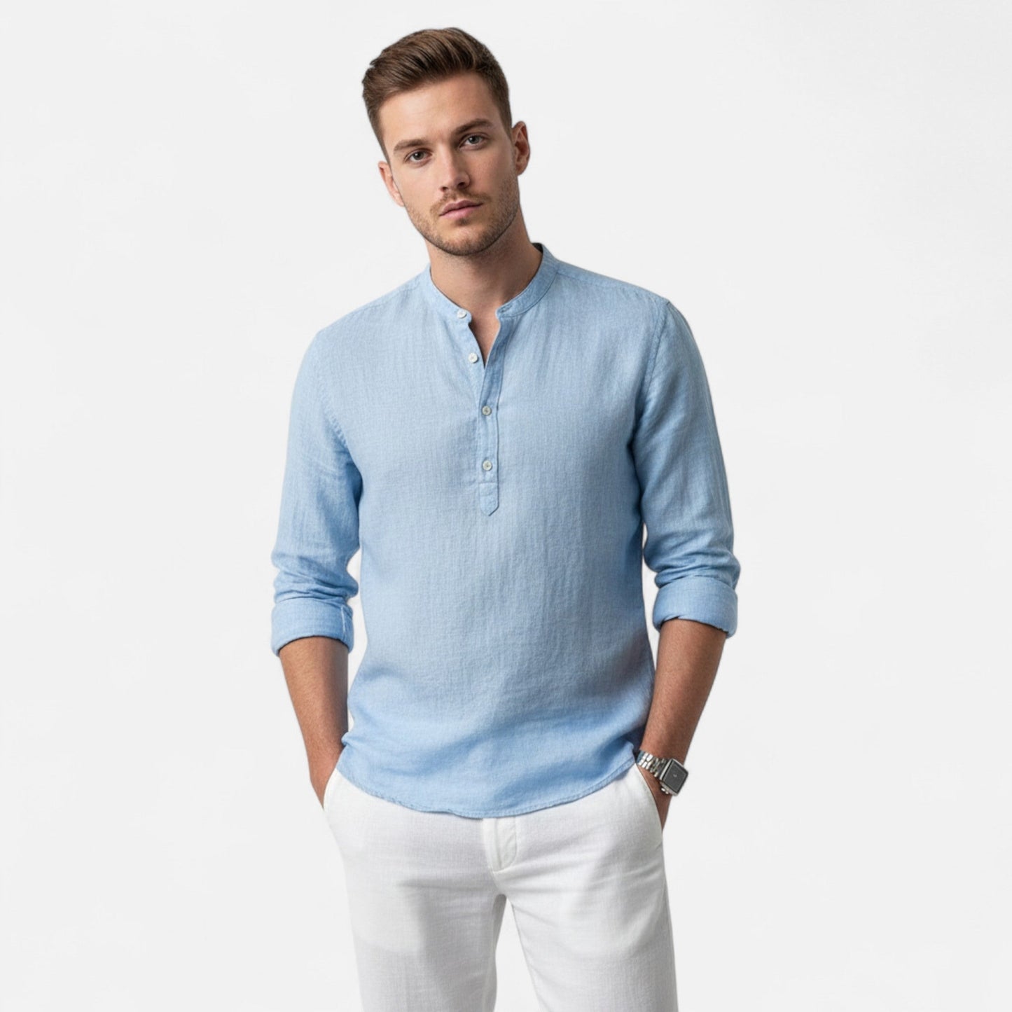 Wilson | Linen Henley Long Sleeve Shirt 3