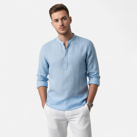 Wilson | Linen Henley Long Sleeve Shirt 3
