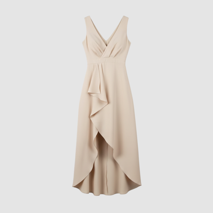 Women's Beige Dress with Cascade 2