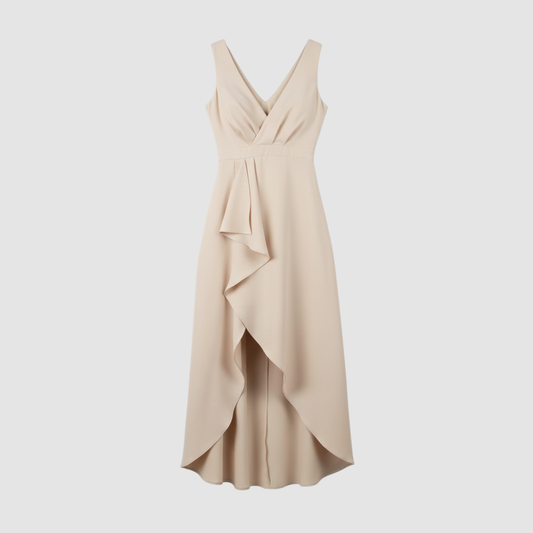 Women's Beige Dress with Cascade 2