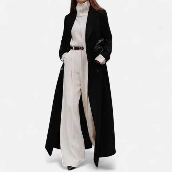 Women's Black Maxi Overcoat – Chic Longline Outerwear for Year-Round Wear 0
