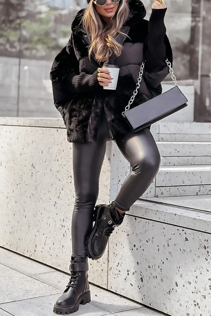 Chic Women's Hooded Puffer Jacket - Elegant, Cozy & Weather-Ready