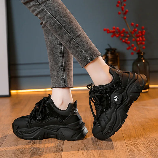 Women's Chunky Sneakers 2026 New Spring Autumn Thick Sole Versatile Casual Sneakers Hot Sale Fashion Lace Up Shoes for Women 0