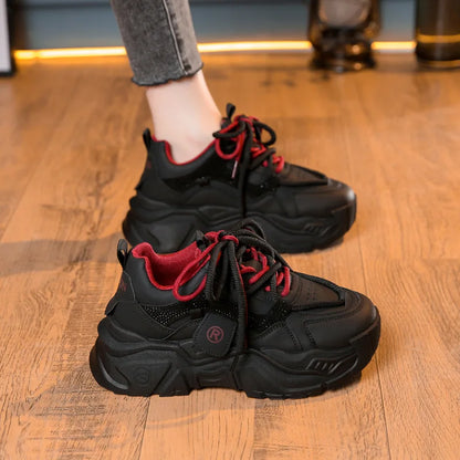 Women's Chunky Sneakers 2026 New Spring Autumn Thick Sole Versatile Casual Sneakers Hot Sale Fashion Lace Up Shoes for Women 1