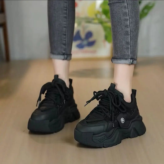 Women's Chunky Sneakers 2026 New Spring Autumn Thick Sole Versatile Casual Sneakers Hot Sale Fashion Lace Up Shoes for Women 3