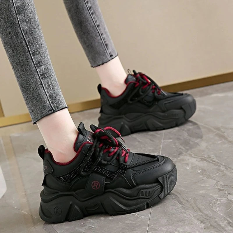 Women's Chunky Sneakers 2026 New Spring Autumn Thick Sole Versatile Casual Sneakers Hot Sale Fashion Lace Up Shoes for Women 4