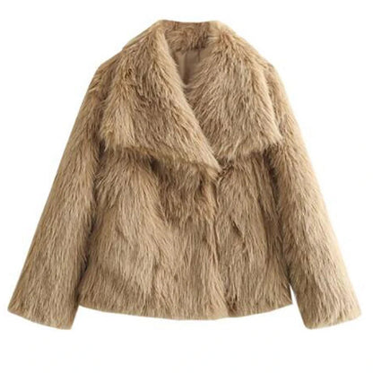 Women's Faux-Fur Short Jacket — Lightweight, Warm Winter Coat for Chic High-Street Fashion