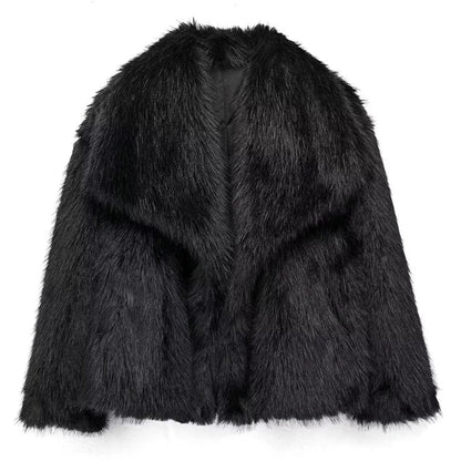Women's Faux-Fur Short Jacket — Lightweight, Warm Winter Coat for Chic High-Street Fashion