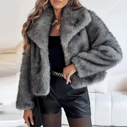 Women's Faux-Fur Short Jacket — Lightweight, Warm Winter Coat for Chic High-Street Fashion