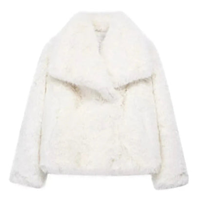 Women's Faux-Fur Short Jacket — Lightweight, Warm Winter Coat for Chic High-Street Fashion