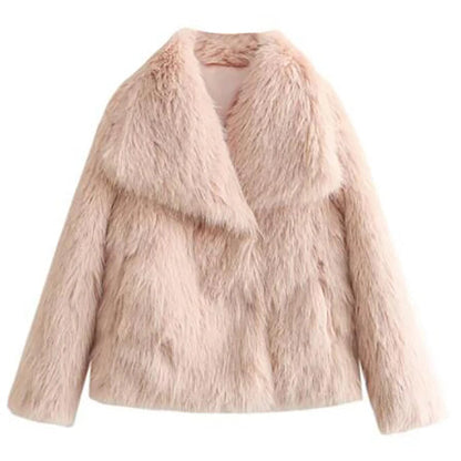 Women's Faux-Fur Short Jacket — Lightweight, Warm Winter Coat for Chic High-Street Fashion