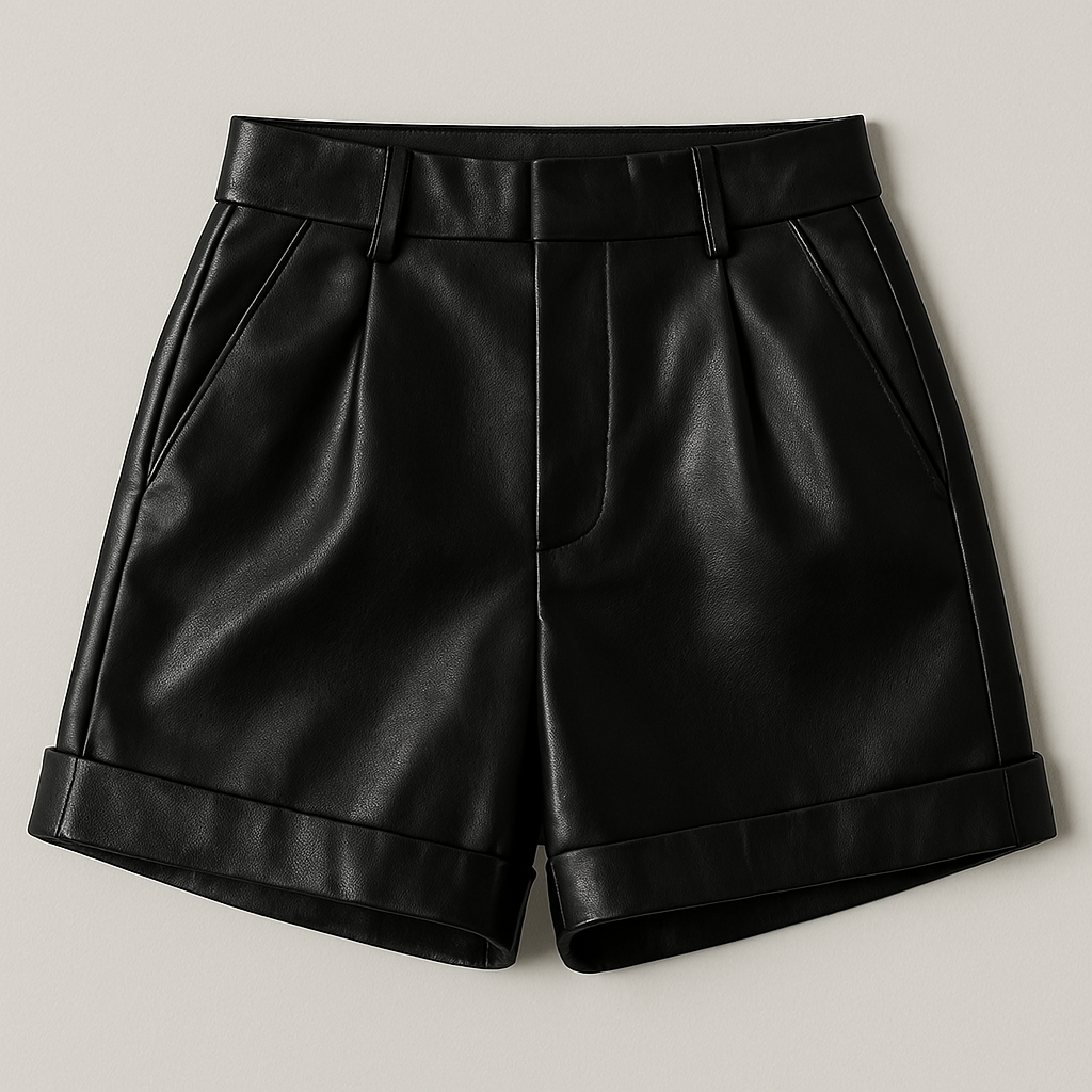 Women's High-Waisted Leather Shorts 1