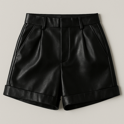 Women's High-Waisted Leather Shorts 1