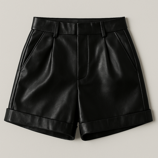 Women's High-Waisted Leather Shorts 1