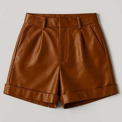 Women's High-Waisted Leather Shorts 3
