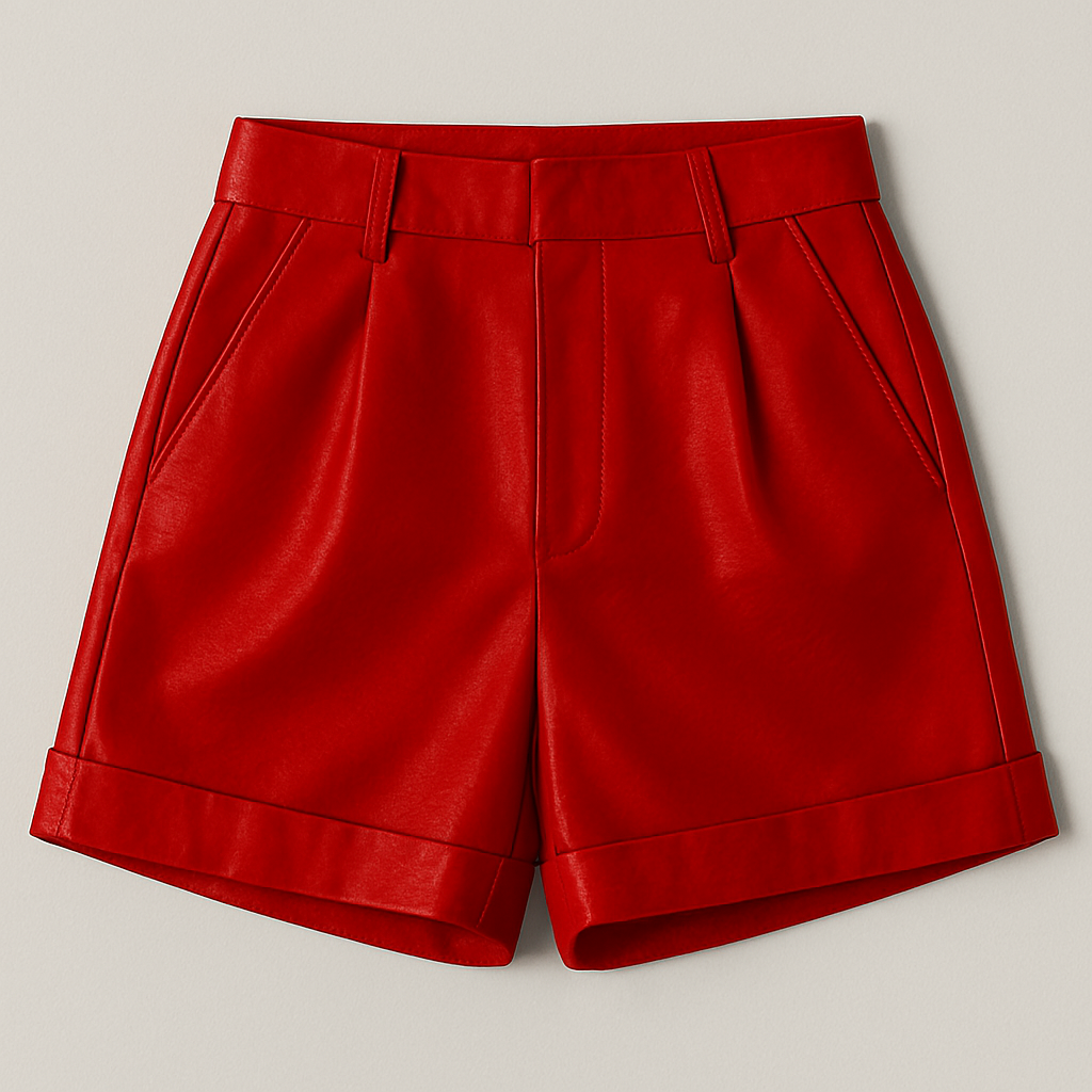 Women's High-Waisted Leather Shorts 5