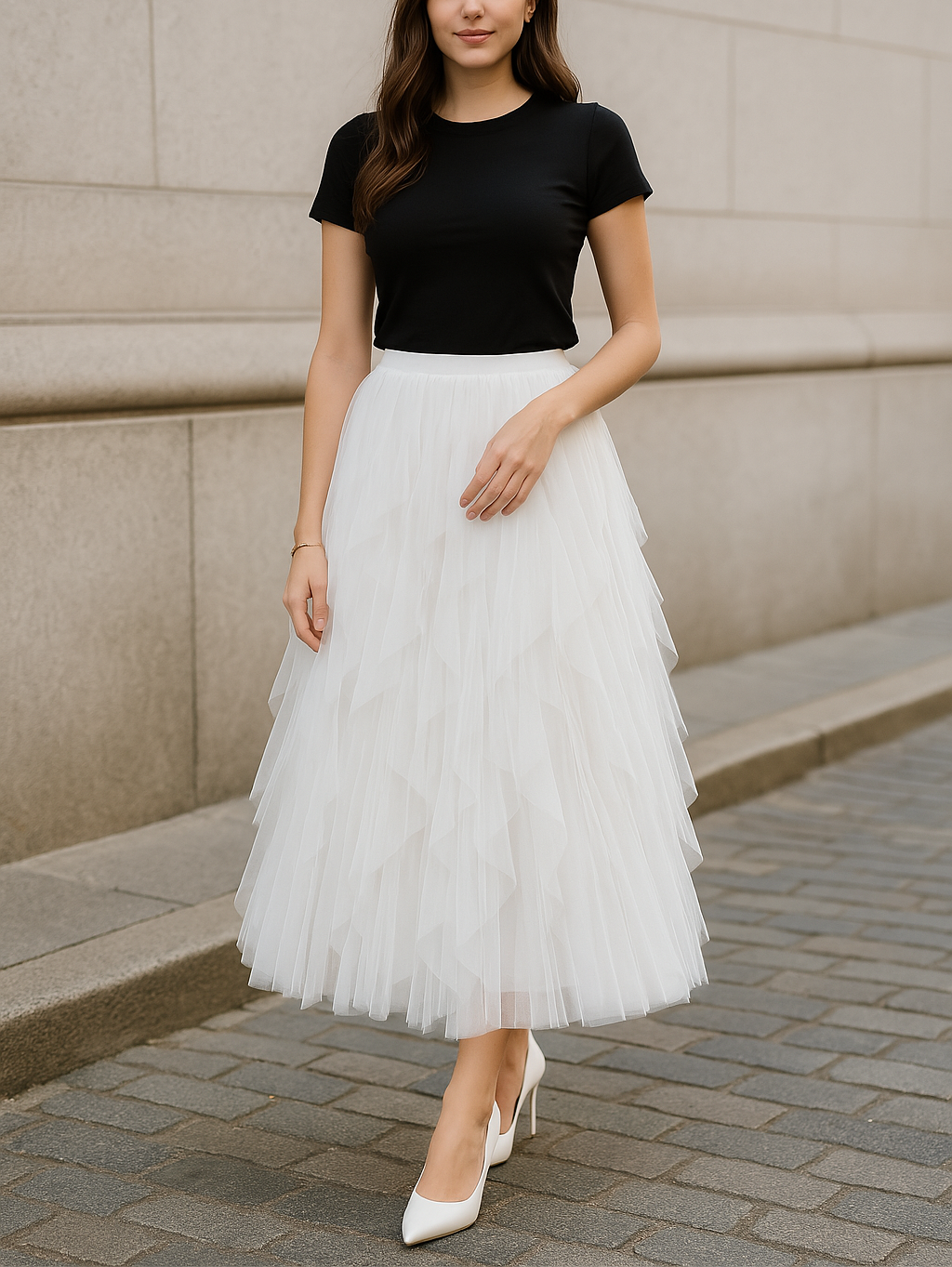 Women's Layered Tulle Midi Skirt 1