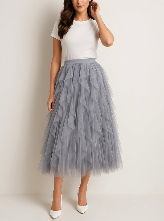 Women's Layered Tulle Midi Skirt 3