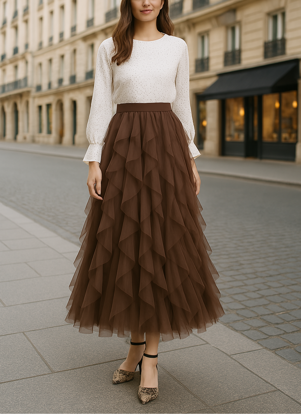 Women's Layered Tulle Midi Skirt 4