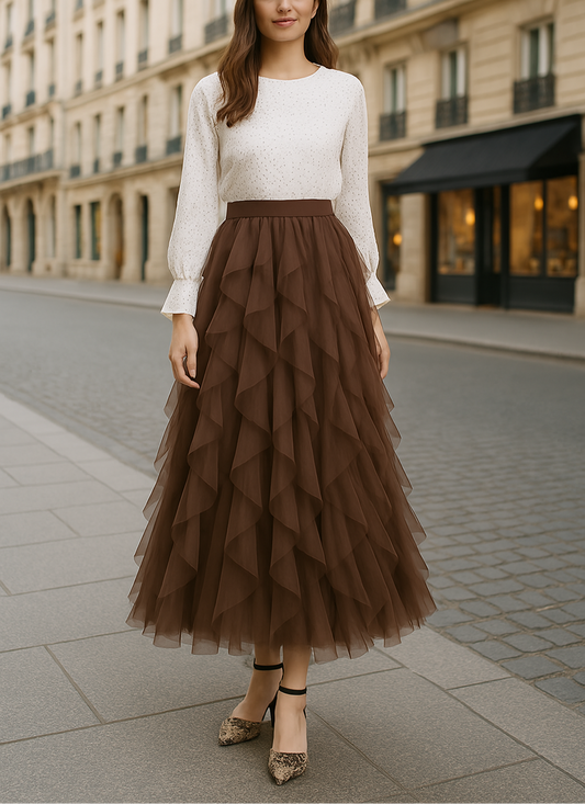 Women's Layered Tulle Midi Skirt 4