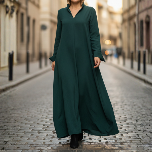Women's Long Dress with High Neck and Pockets 2