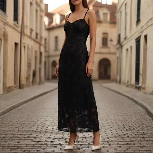 Women's Maxi Dress in Lace with Thin Straps 4