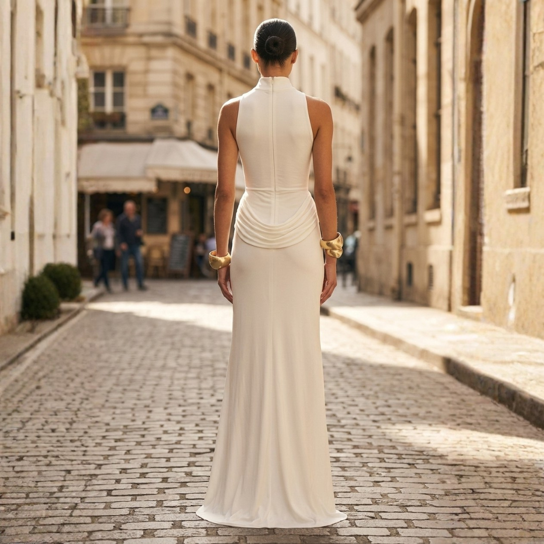 Women's Sleeveless Maxi Ceremony Dress with Slit 1