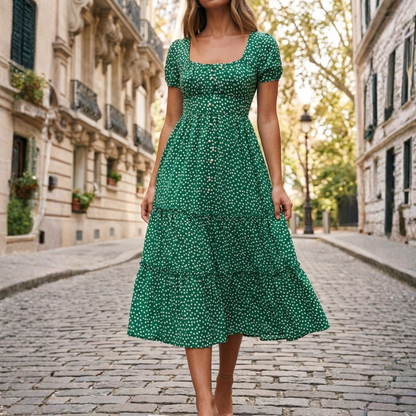 Women's Summer Floral Maxi Dress with Square Neckline 5