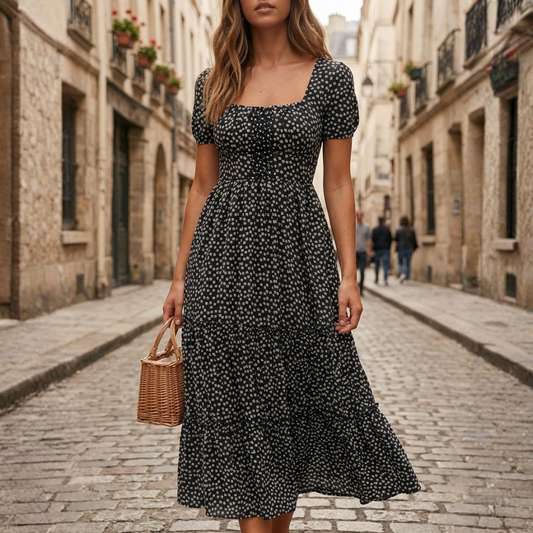 Women's Summer Floral Maxi Dress with Square Neckline 6