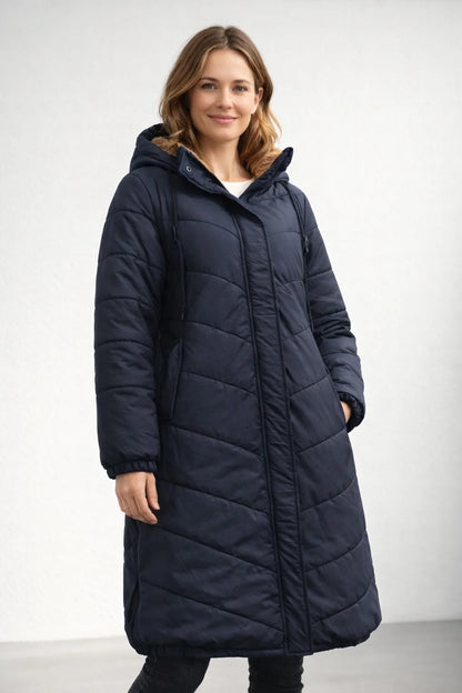 Women's quilted coat with hood and fleece lining 0