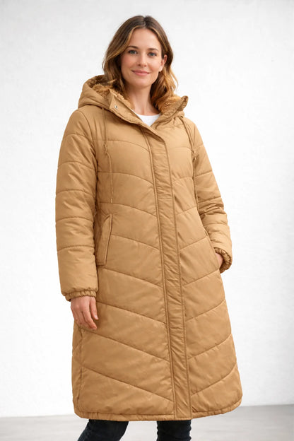 Women's quilted coat with hood and fleece lining 4