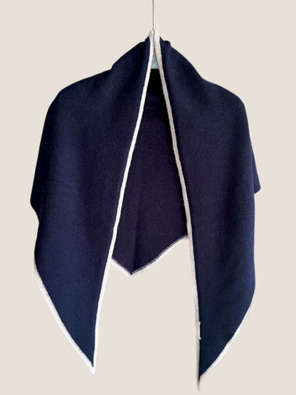 Wool Contrast Stitch Shawl Scarf 0
