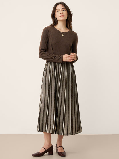 Wool Cotton Panel Crescent Waist Maxi Dress CORALINE 3