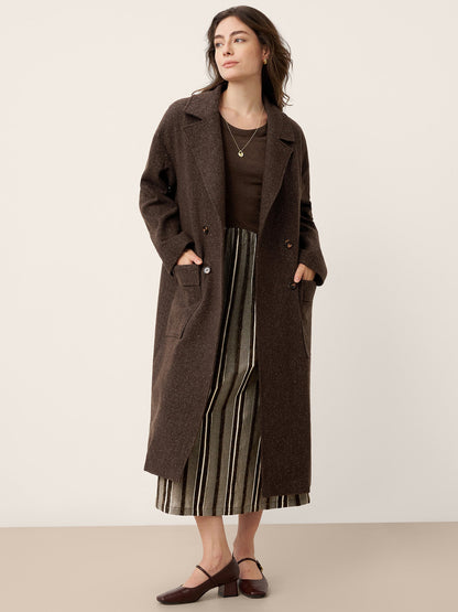Wool Cotton Panel Crescent Waist Maxi Dress CORALINE 6