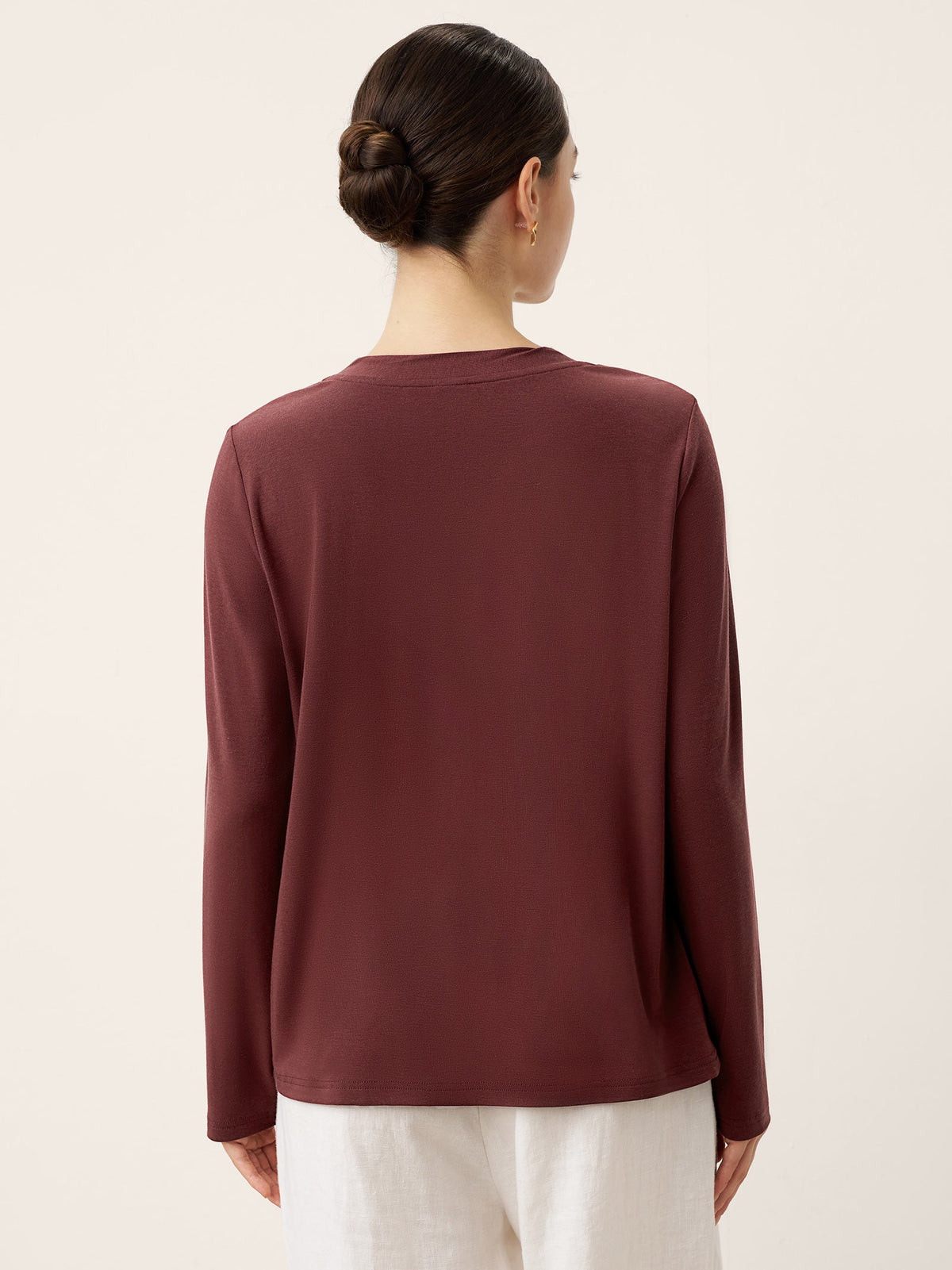 Wool Lyocell Twisted Neck Pullover Top NERISSA 2