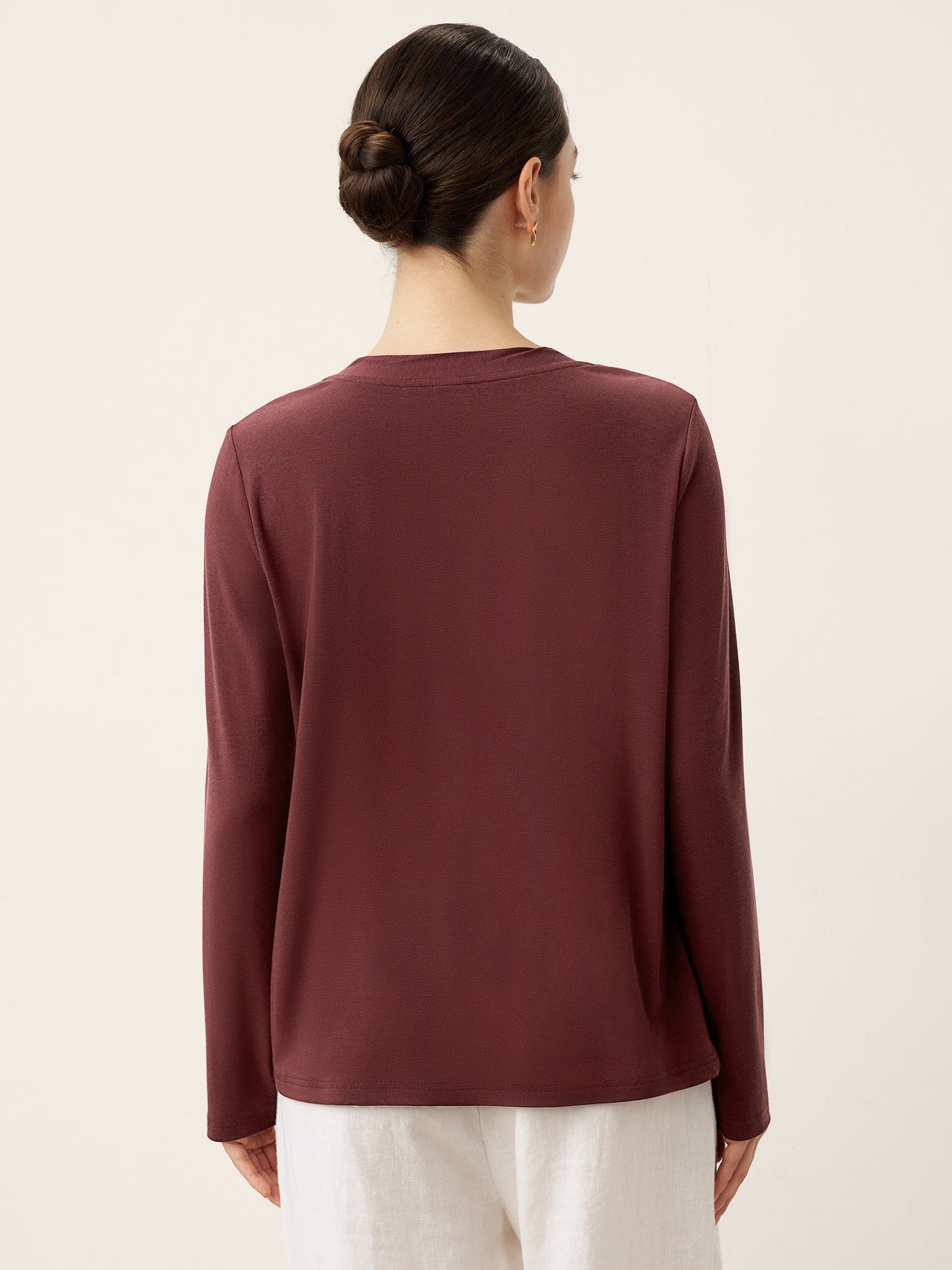 Wool Lyocell Twisted Neck Pullover Top NERISSA 2