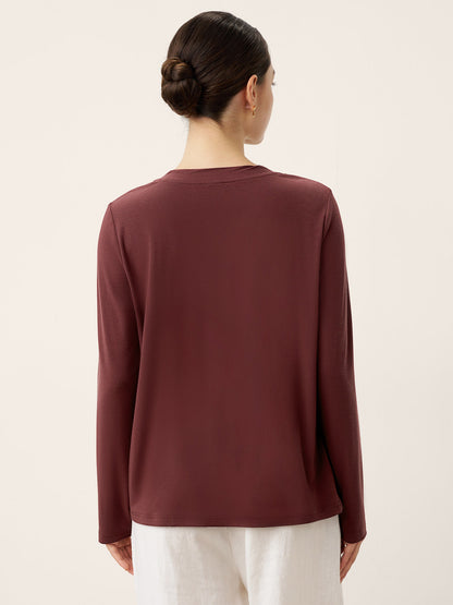 Wool Lyocell Twisted Neck Pullover Top NERISSA 2