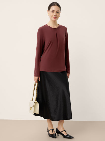 Wool Lyocell Twisted Neck Pullover Top NERISSA 5