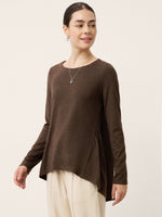 Wool Panelled Ruched Asymmetric Hem Top KALISTA 0