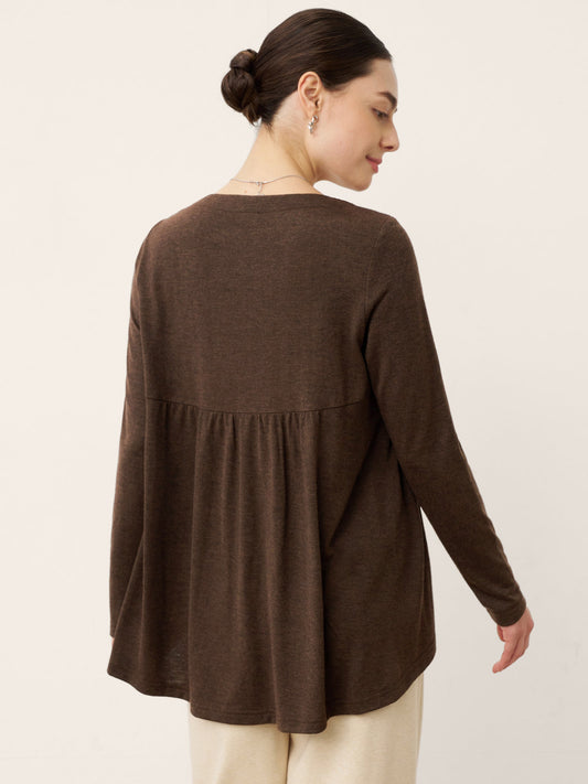 Wool Panelled Ruched Asymmetric Hem Top KALISTA 1