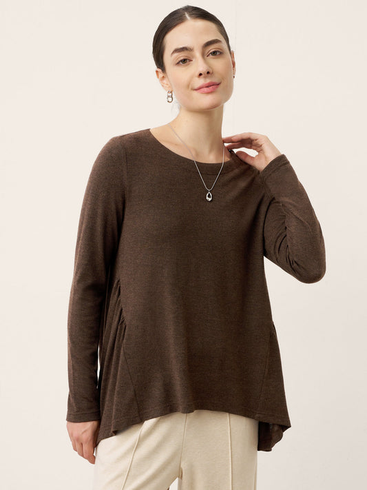 Wool Panelled Ruched Asymmetric Hem Top KALISTA 3