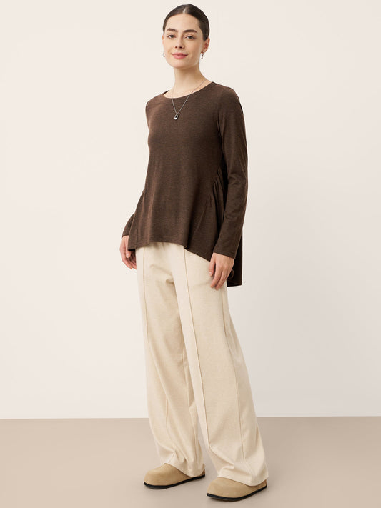 Wool Panelled Ruched Asymmetric Hem Top KALISTA 4