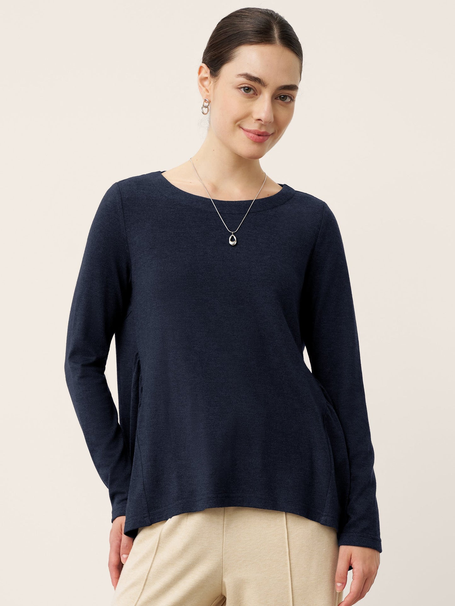 Wool Panelled Ruched Asymmetric Hem Top KALISTA 7