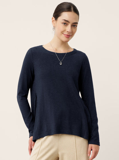 Wool Panelled Ruched Asymmetric Hem Top KALISTA 7