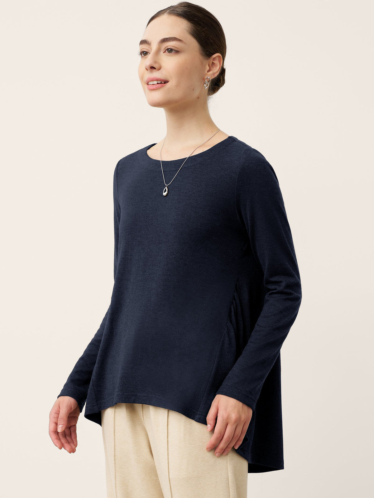 Wool Panelled Ruched Asymmetric Hem Top KALISTA 8